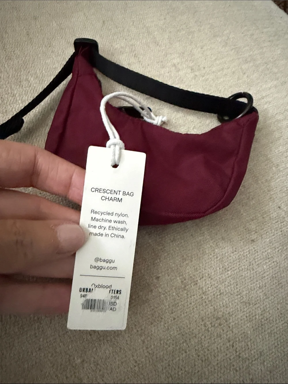 BAGGU Crescent Bag Charm - Oxblood